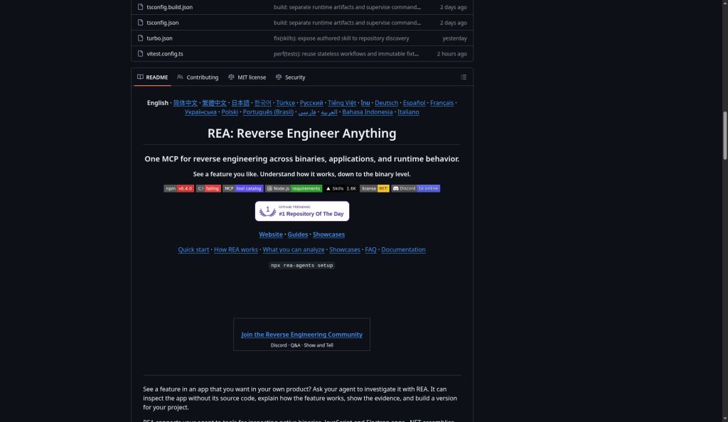 REA Reverse Engineer Anything 深色品牌截图